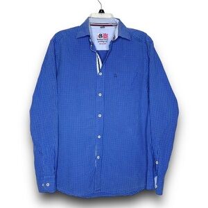 ZODIAC Z3 Relaxed Luxury Yachting Club Blue Long Sleeve Check Dress Shirt Small